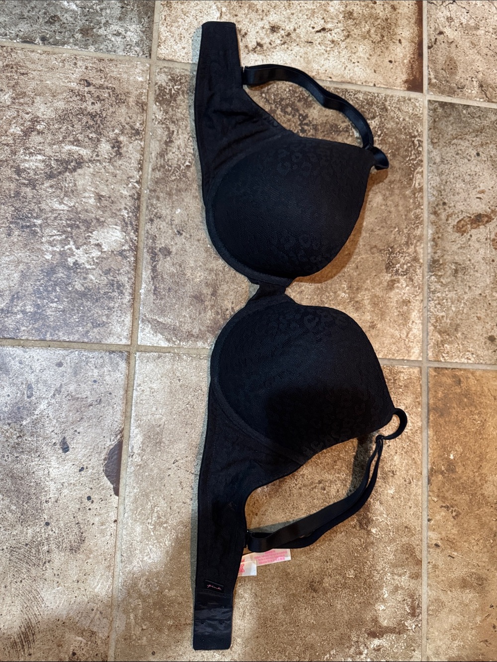 PINK Victoria's Secret Black Lace Molded T-Shirt Bra
